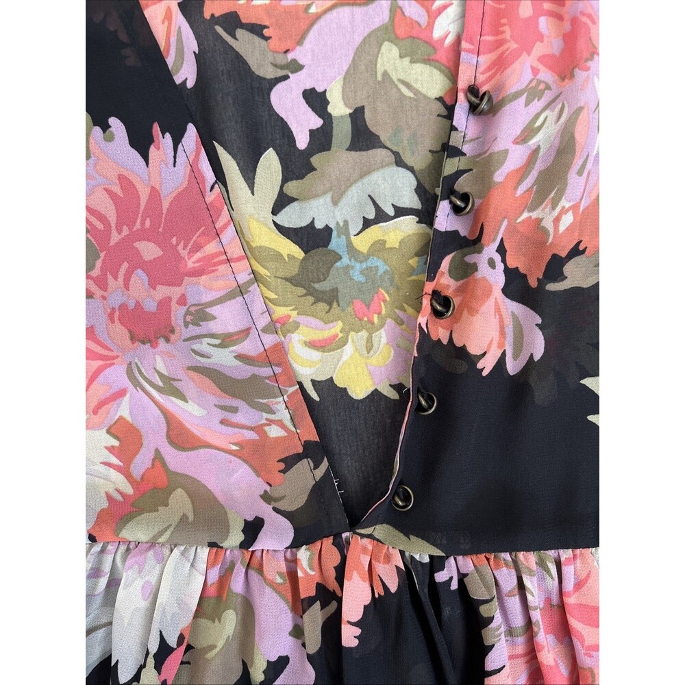 Maeve Anthropologie Violette Floral Chiffon Mini Dress Sheer Size S Sleeveless - Picture 9 of 11